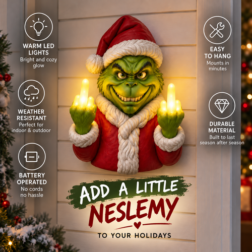 🎄Green Menace Holiday Glow | Cheeky Green Trickster LED Wall Decor | Funny Irreverent Christmas Novelty Light for Indoor & Outdoor