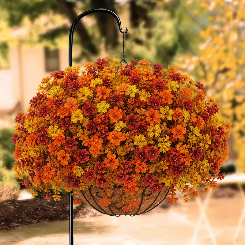 UV Resistant Fall Faux Flower Stems, Bouquet for Halloween Garden Wedding Decor