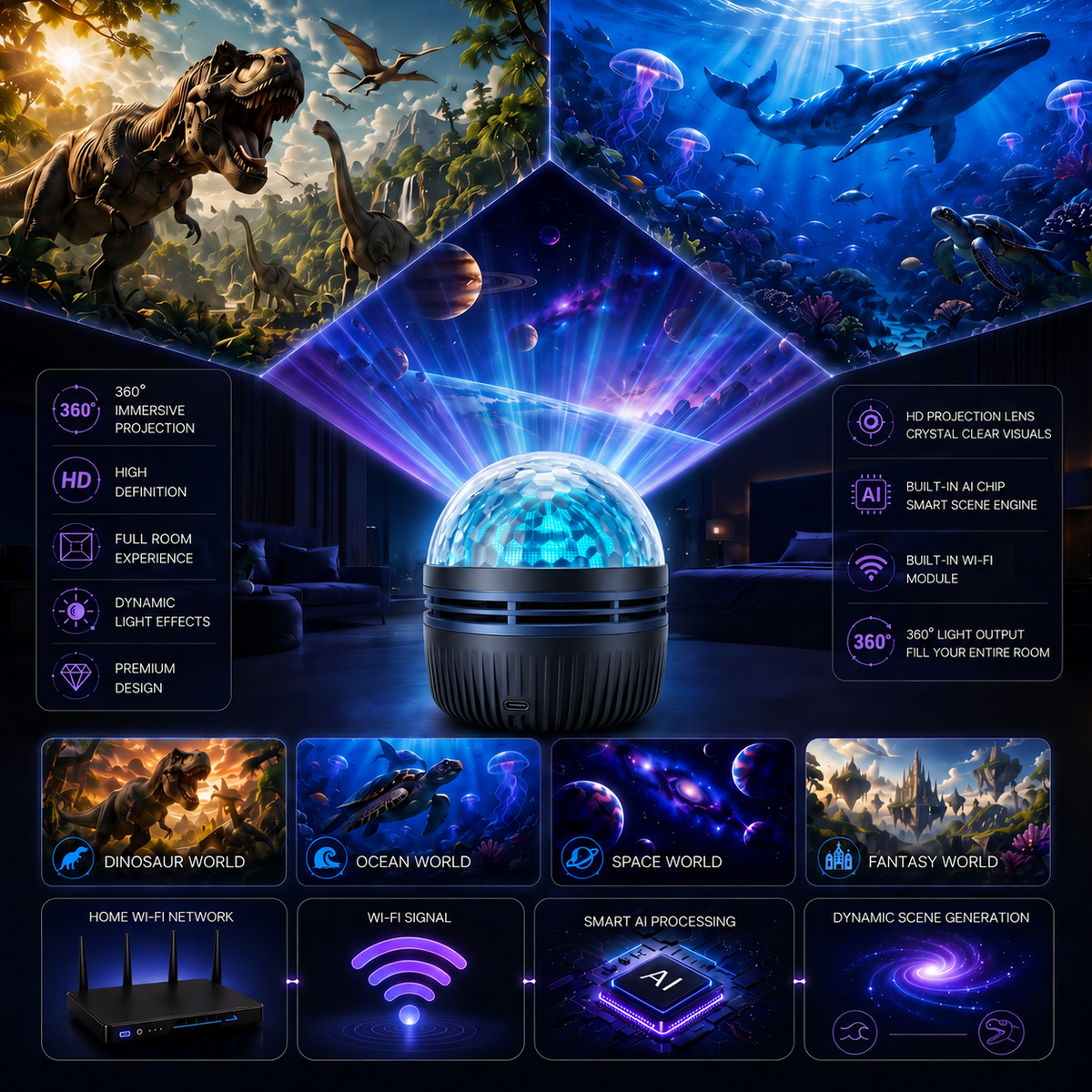 🦖 HOT DEAL 50% OFF | Noumise 5D Galaxy Projector