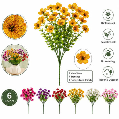 UV Resistant Fall Faux Flower Stems, Bouquet for Halloween Garden Wedding Decor