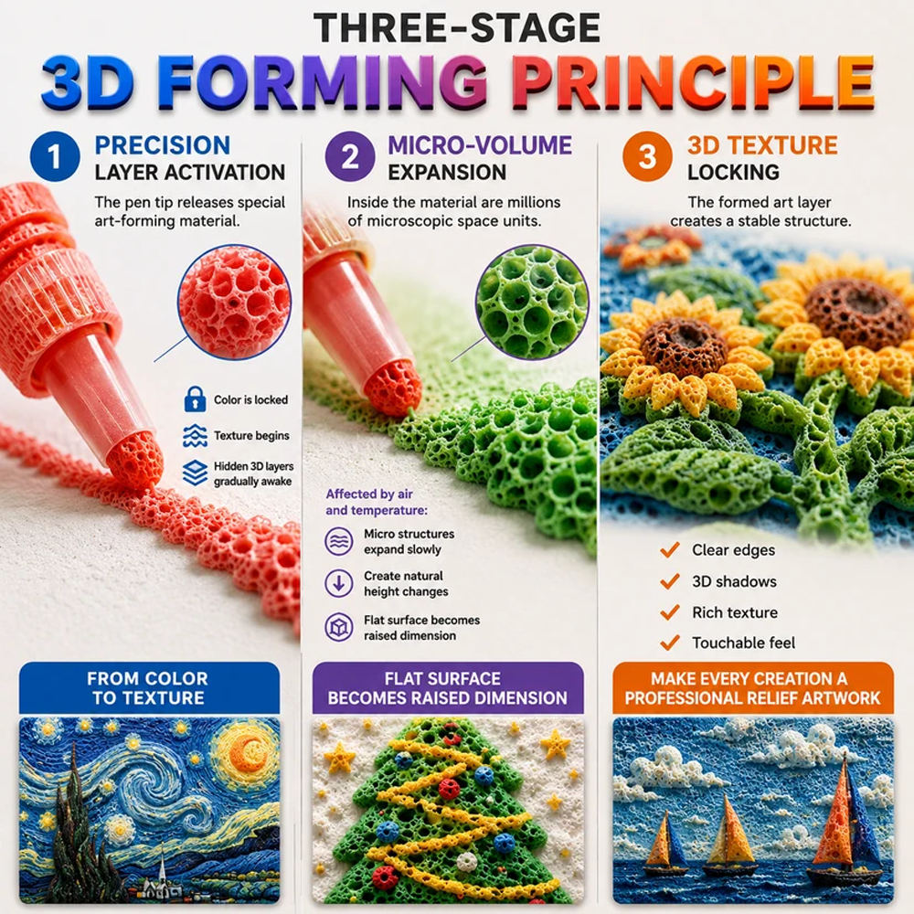 🦄👗Save66% by ordering today丨Noumise® 3D Relief Art Pen – Turn Flat Drawings Into Touchable 3D Art🪄