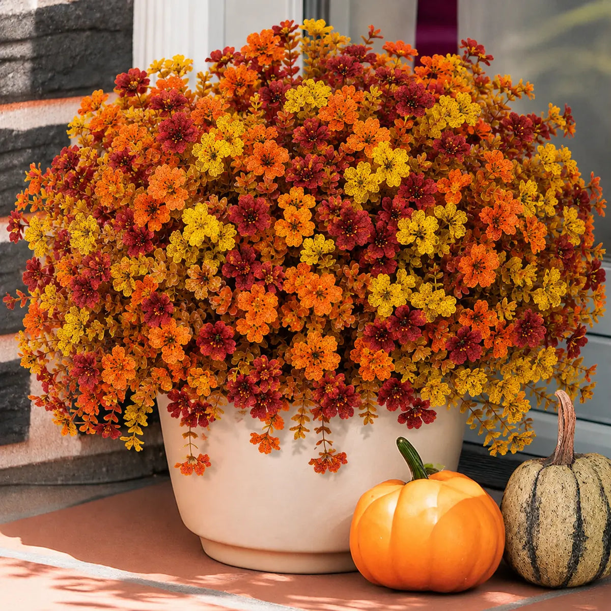 UV Resistant Fall Faux Flower Stems, Bouquet for Halloween Garden Wedding Decor