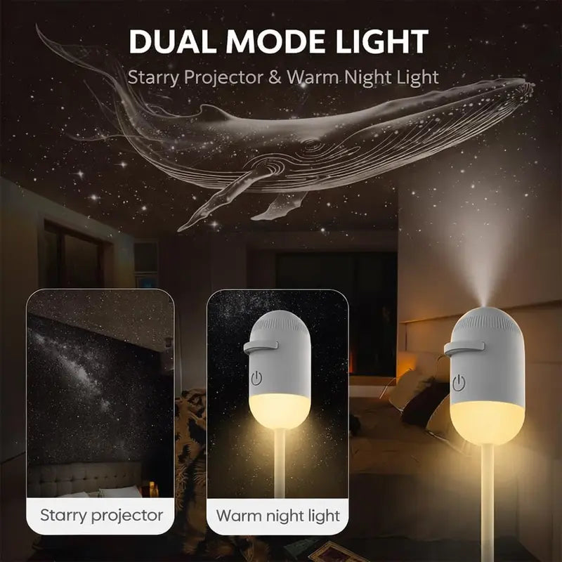 🌌2-in-1 Galaxy Projector Night Light with Flexible Gooseneck | USB Starry Sky Projector for Bedroom