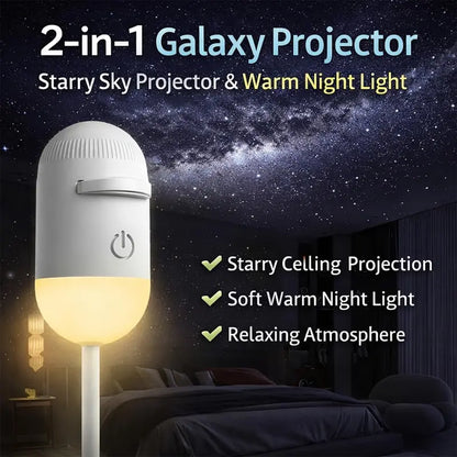 🌌2-in-1 Galaxy Projector Night Light with Flexible Gooseneck | USB Starry Sky Projector for Bedroom