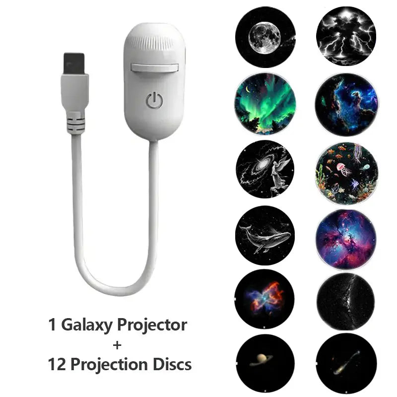 🌌2-in-1 Galaxy Projector Night Light with Flexible Gooseneck | USB Starry Sky Projector for Bedroom
